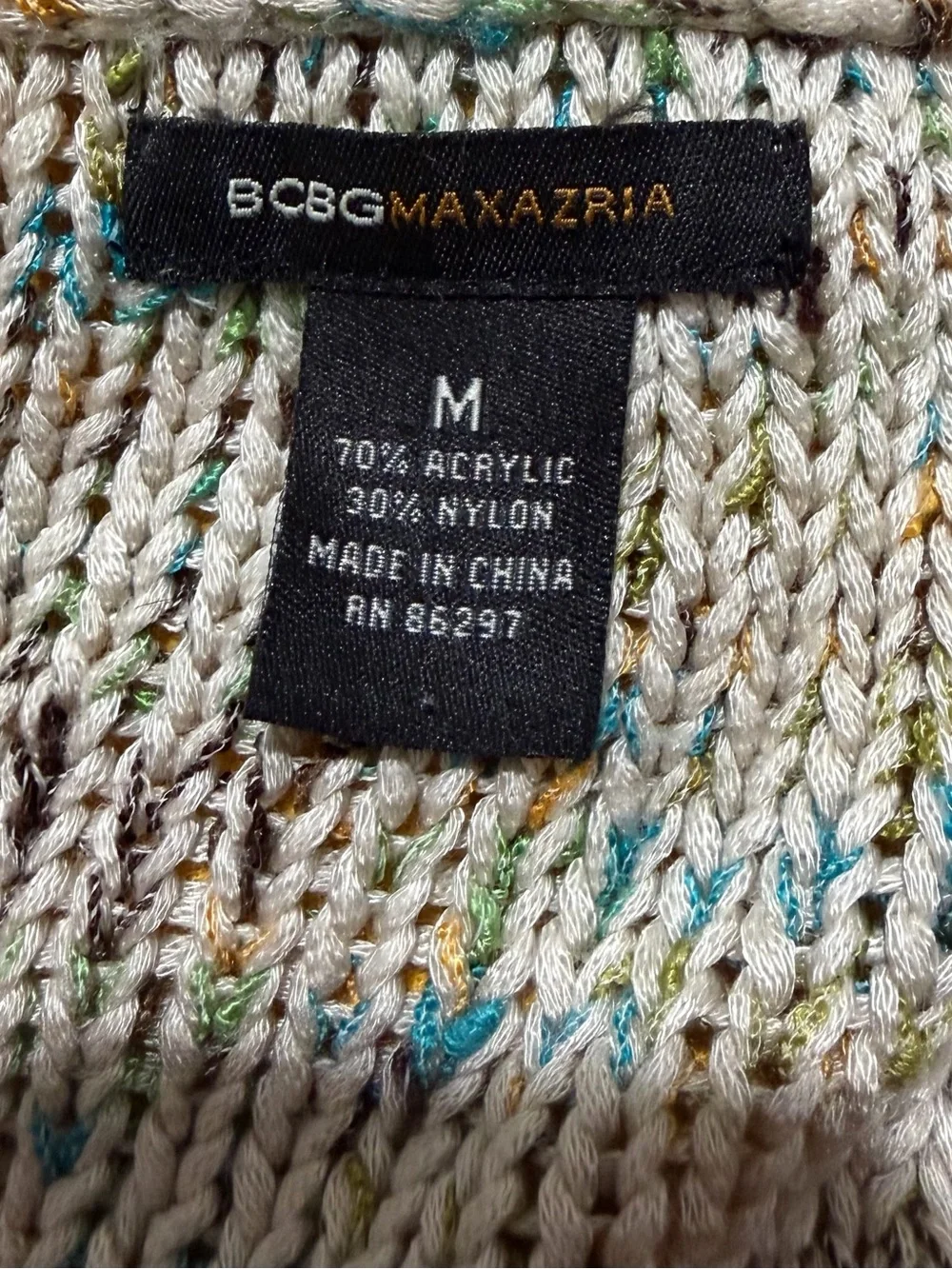 BCBG Max Azria Green Loose Knit Button Cardigan Women's Sz Medium - Picture 2 of 3
